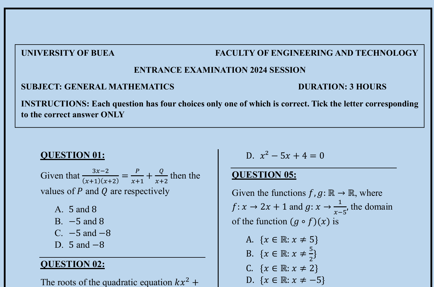 FET - Mathematics - 2024/2025