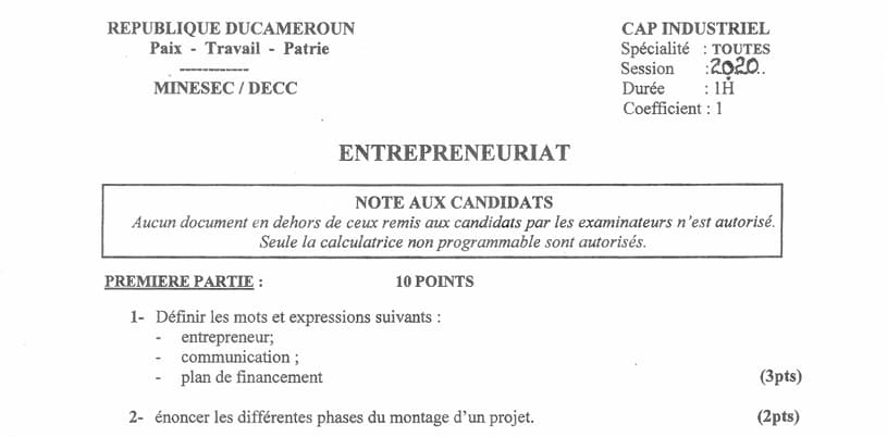 CAP Entrepreneuriat - 2019/2020