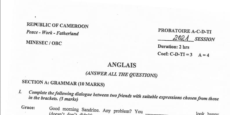 PROBATOIRE Series C Anglais - 2020/2021