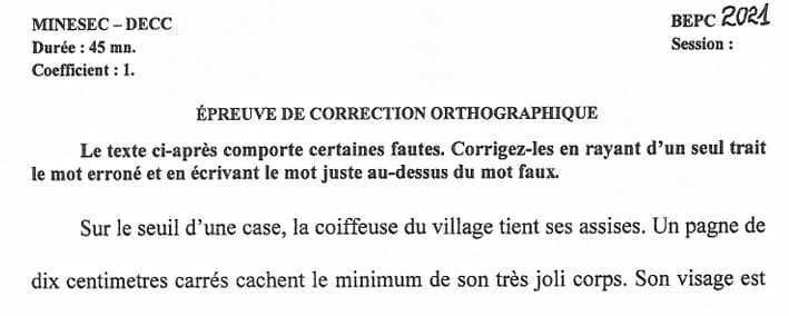 BEPC Correction Orthographique - 2020/2021