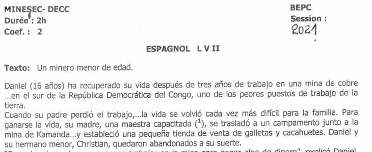 BEPC Espagnol L.v.2 - 2020/2021