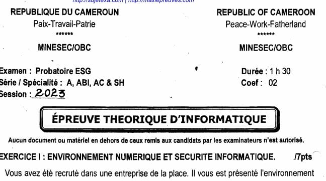 PROBATOIRE Series ABI Informatique - 2022/2023