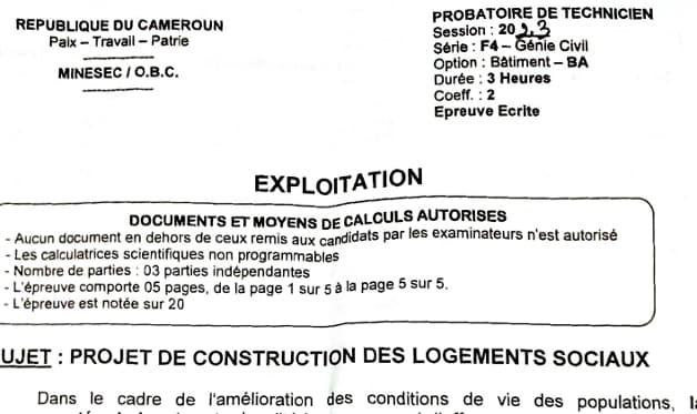PROBATOIRE TECHNIQUE Series F4/BA Exploitation - 2022/2023