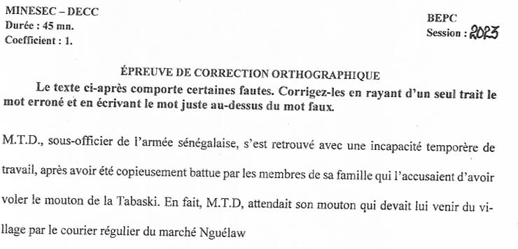BEPC Correction Orthographique - 2022/2023