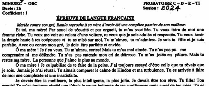 PROBATOIRE Series C Langue Française - 2023/2024