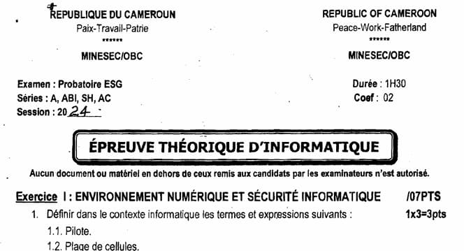 PROBATOIRE Series ABI Informatique - 2023/2024