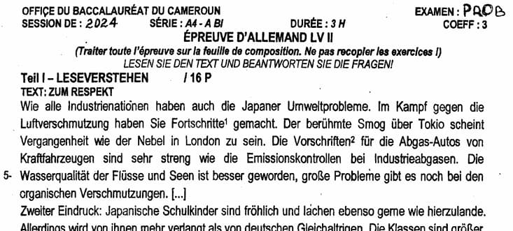 PROBATOIRE Series A4 Allemand L.v.2 - 2023/2024
