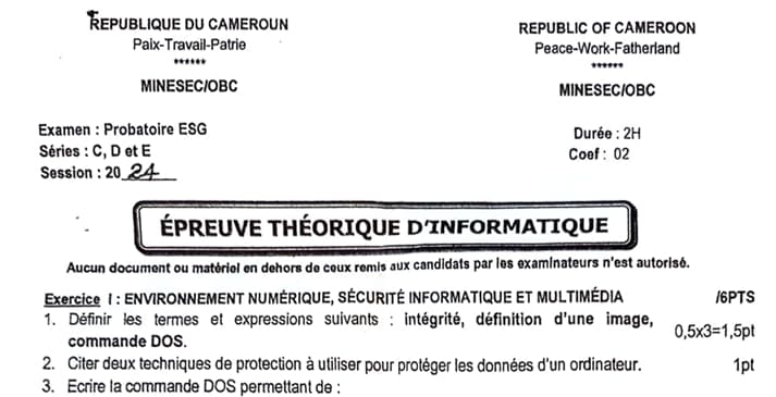 PROBATOIRE Series C Informatique - 2023/2024