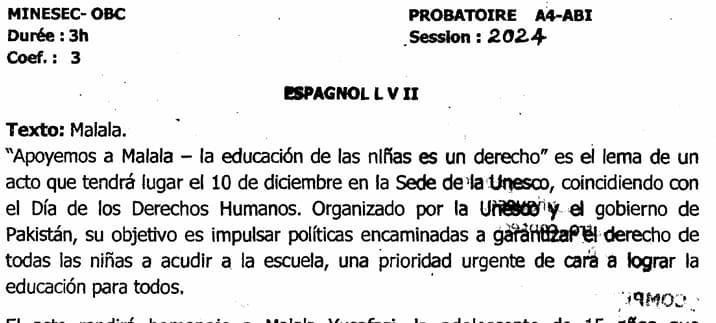 PROBATOIRE Series A4 Espagnol L.v.2 - 2023/2024