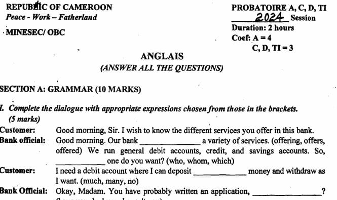 PROBATOIRE Series A4 Anglais - 2023/2024