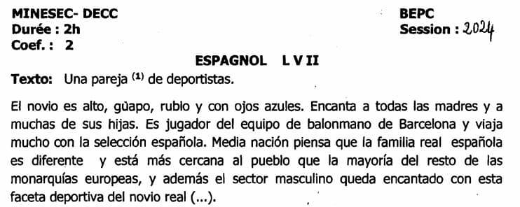 BEPC Espagnol L.v.2 - 2023/2024