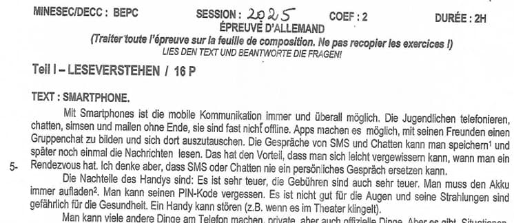 BEPC Allemand - 2024/2025