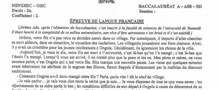 BACCALAUREAT Series A4 Langue Française - 2024/2025