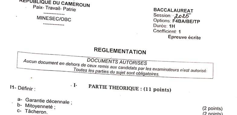 BACCALAUREAT TECHNIQUE Series F4/BA Reglementation - 2024/2025