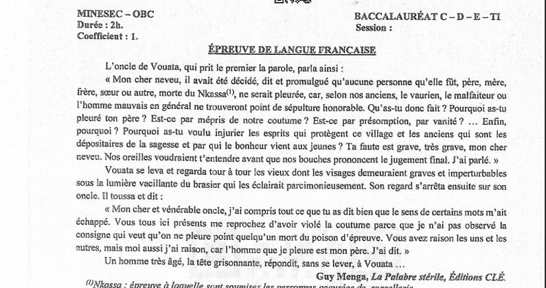 BACCALAUREAT Series C Langue Française - 2024/2025