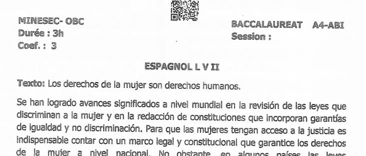 BACCALAUREAT Series A4 Espagnol Lv 2 - 2024/2025