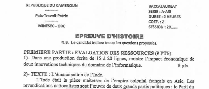 BACCALAUREAT Series ABI Histoire - 2024/2025