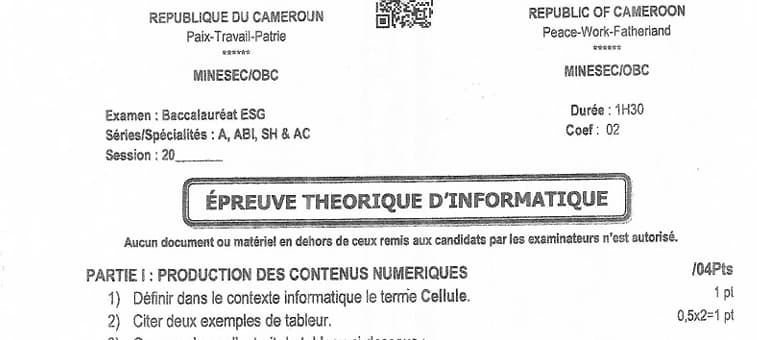 BACCALAUREAT Series ABI Informatique - 2024/2025