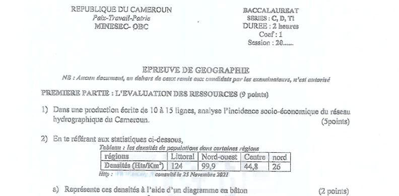 BACCALAUREAT Series C Geographie - 2024/2025