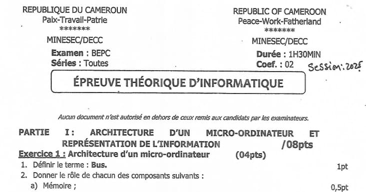 BEPC Informatique Theorique - 2024/2025