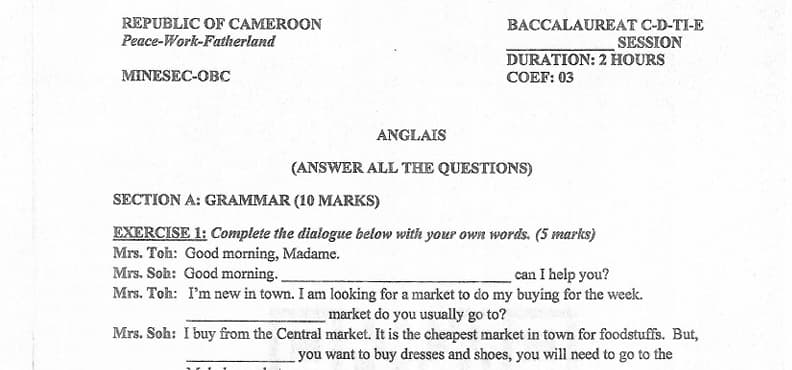 BACCALAUREAT Series C Anglais - 2024/2025