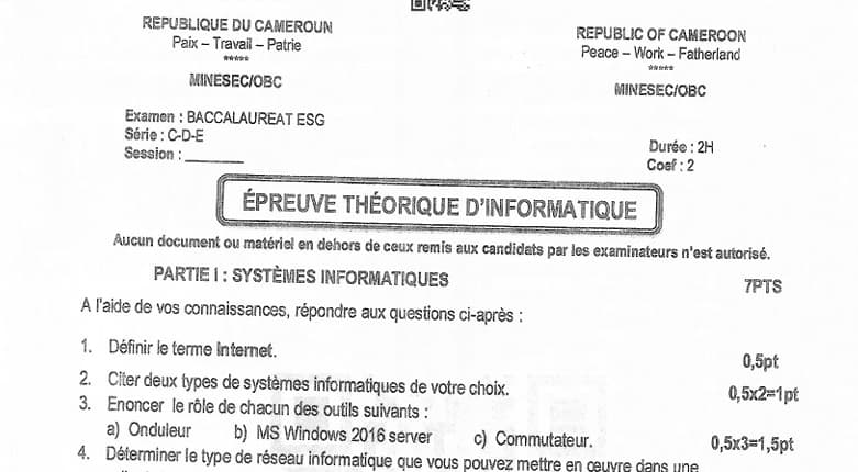 BACCALAUREAT Series C Informatique - 2024/2025
