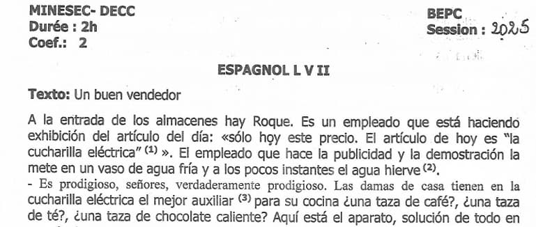 BEPC Espagnol L.v2 - 2024/2025