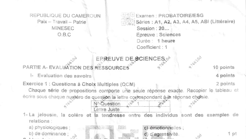PROBATOIRE Series A4 Science - 2025/2026