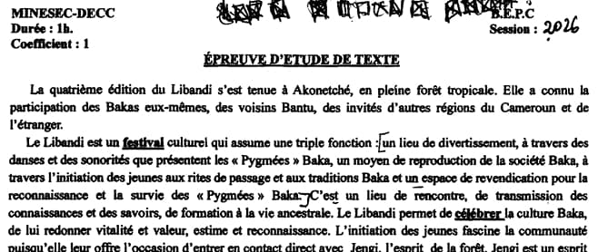 BEPC Etude De Texte - 2025/2026