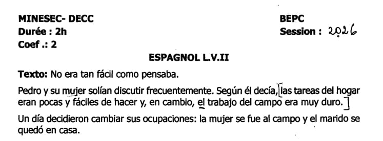 BEPC Espagnol L.v.2 - 2025/2026