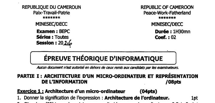 BEPC Informatique - 2025/2026