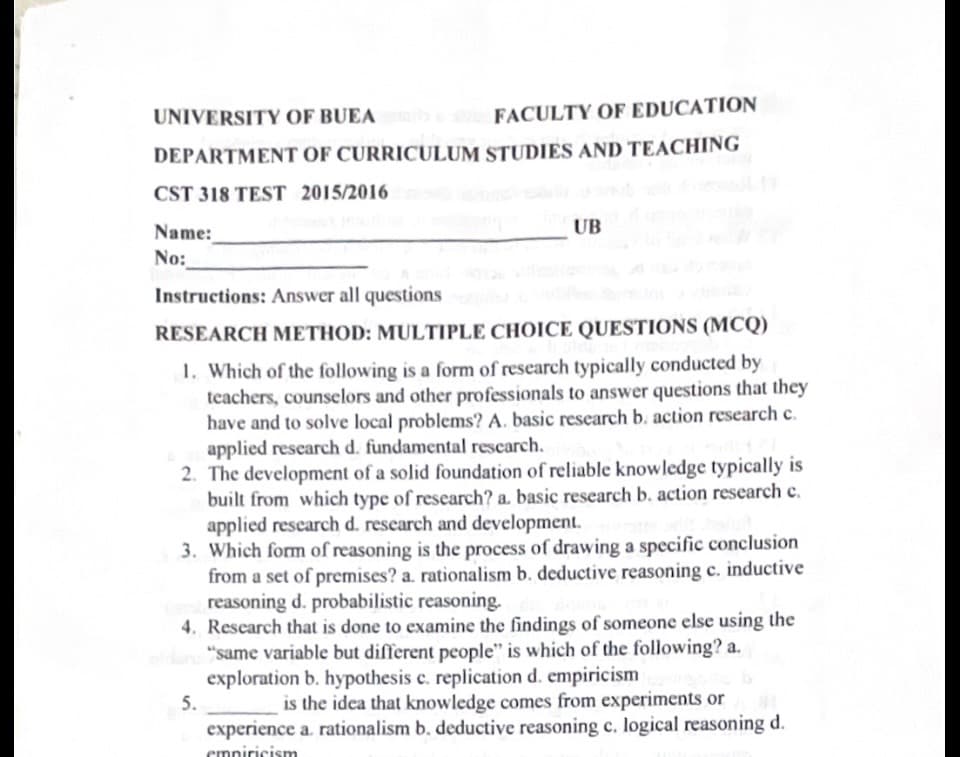 CST318: Introduction to research methods and statistics