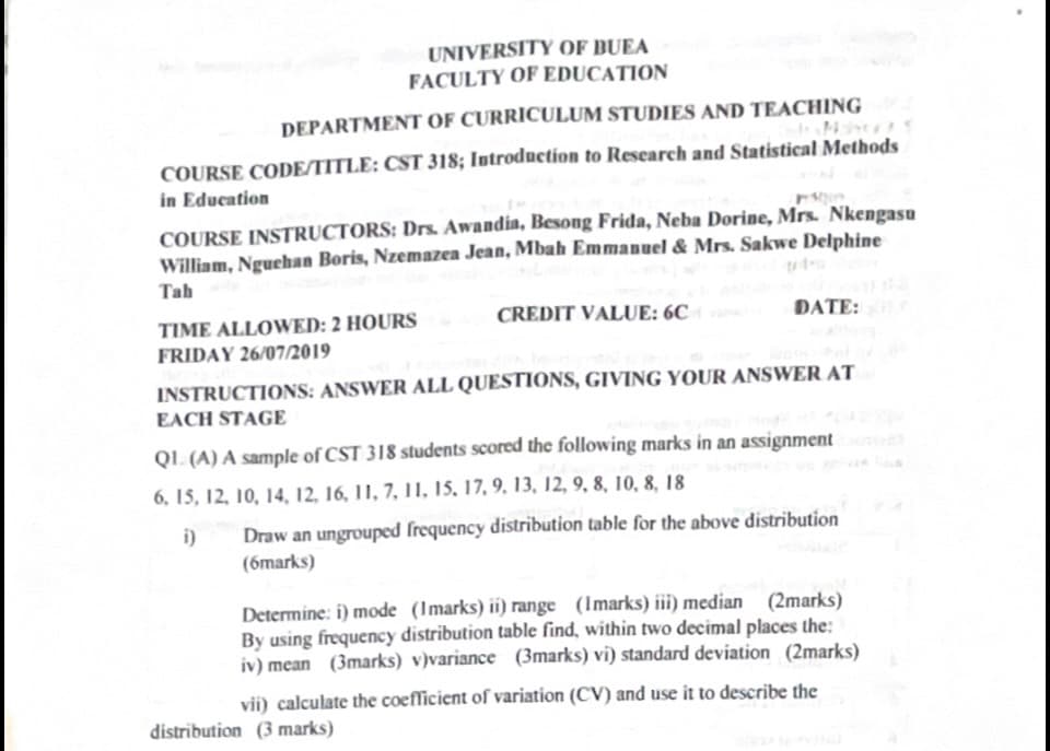 CST318: Introduction to research methods and statistics