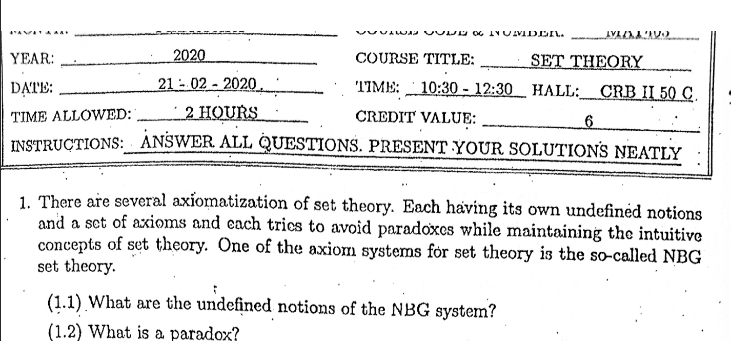 MAT403: Set Theory