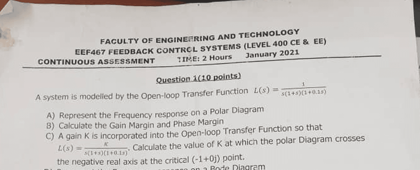 EEF467: Feedback Control Systems