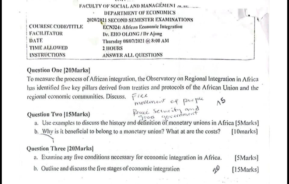 ECN324: Economics of African Integration