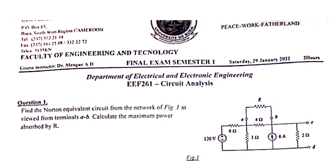 EEF261: Circuit Analysis