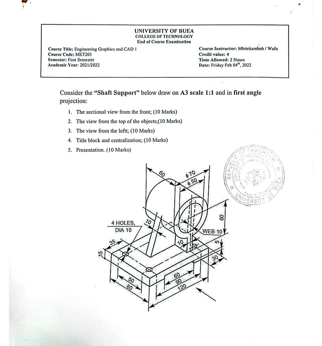 MET201: Engineering Drawing & CAD I