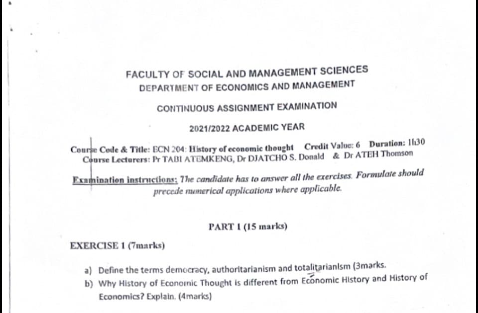 ECN204: History of Economic thought
