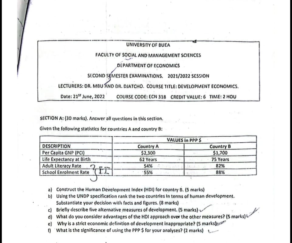 ECN318: Development Economics