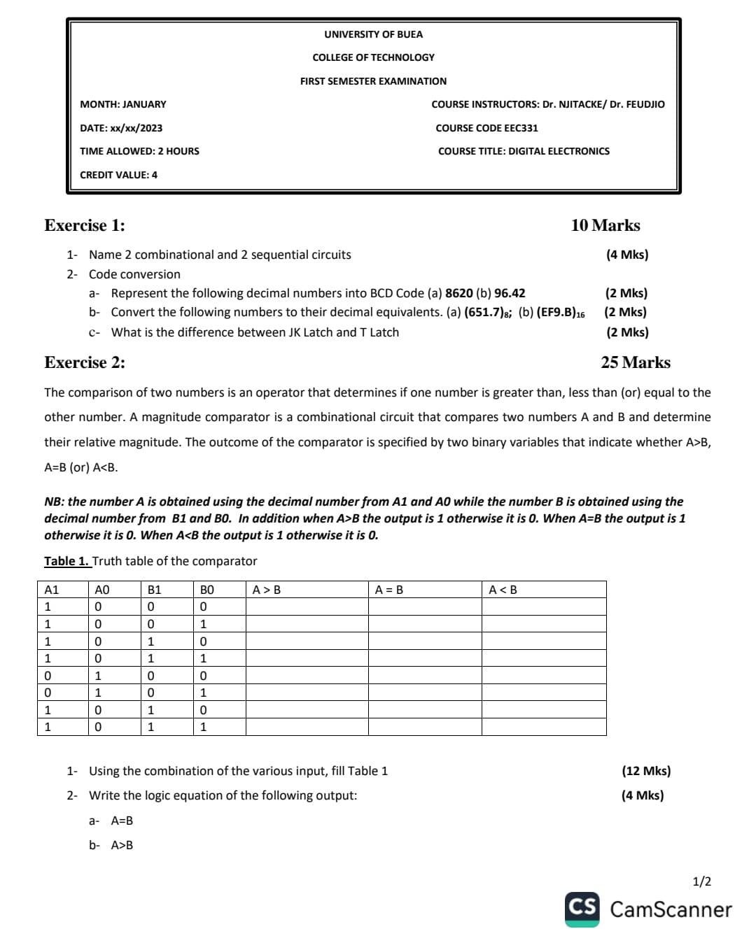 EEC331: DIGITAL ELECTRONICS