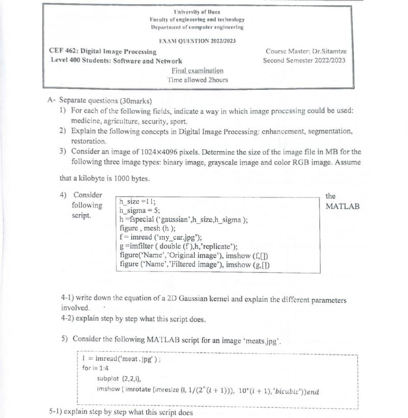 CEF462: Digital Image Processing