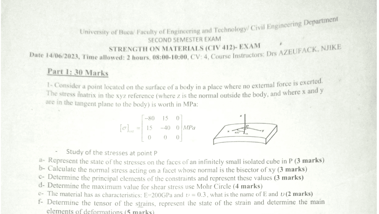 CIV412: Strength of Materials
