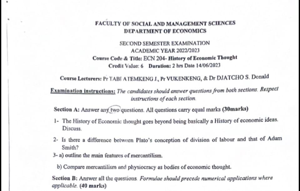 ECN204: History of Economic thought