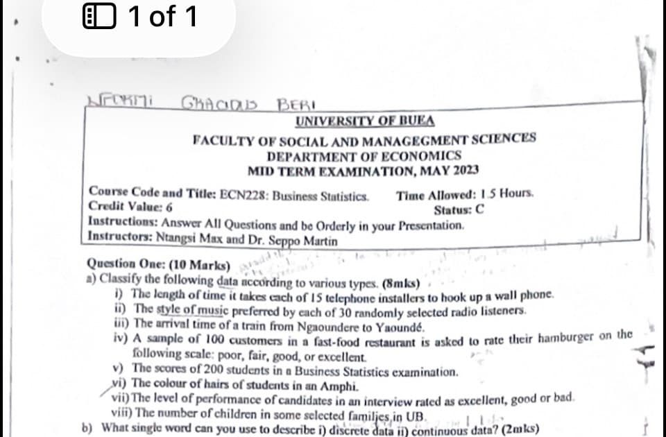 ECN228: Business statistics