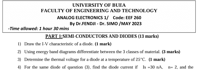 EEF260: ANALOG ELECTRONICS 1