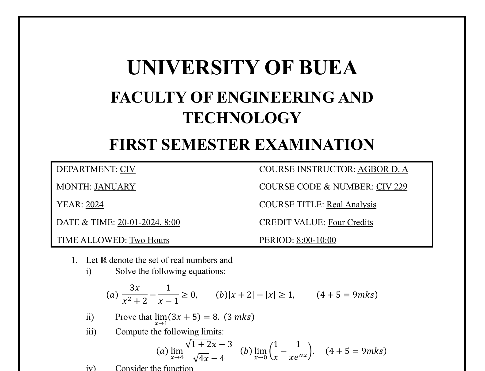 CIV229: REAL ANLYSIS