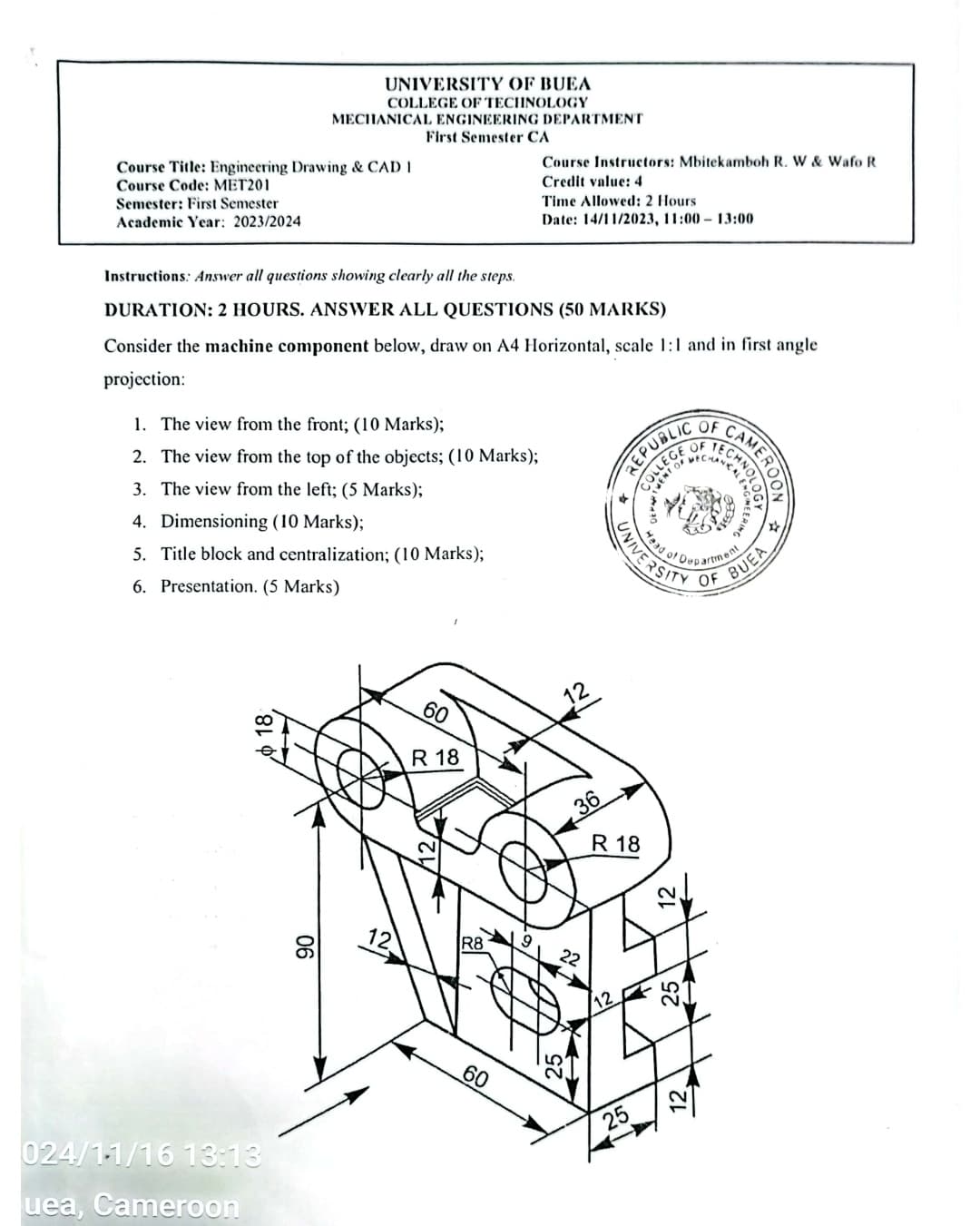 MET201: Engineering Drawing & CAD I