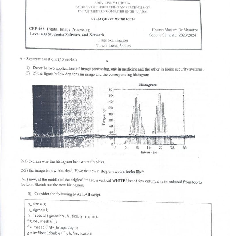 CEF462: Digital Image Processing