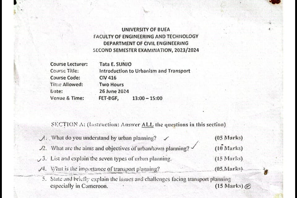 CIV416: Introduction to urbanism and transport